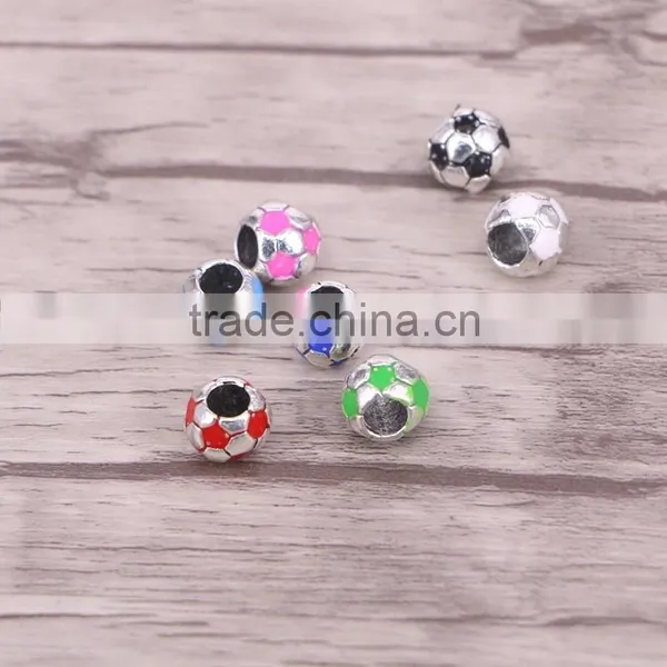 Cute Enamel Ball Beads Big Hole Charm Beads Fit Bracelet Jewelry photo-2