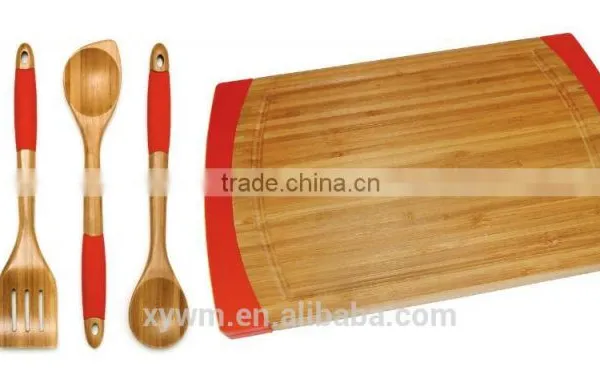 Bamboo Cutting Board and 5 Piece Kitchen Tools With Silicone Handles photo-4