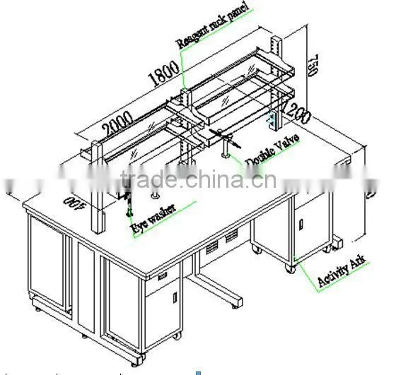 Bench Mounted Lab Reagent Shelf in Laboratory Furniture and Dental Lab Work Bench photo-3