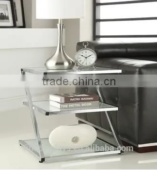 3-tier Chrome Finish Glass Chair Side End Table(table-B-0195)