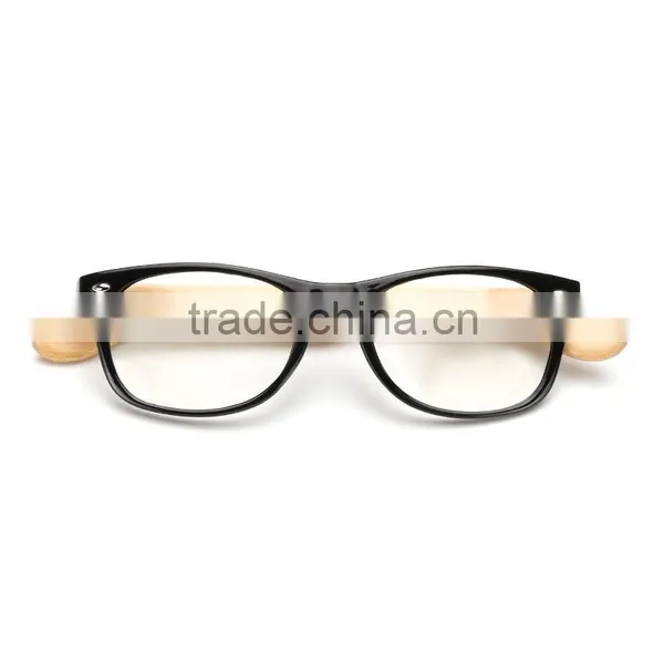 Hot Fashionable Clear Lenses Plastic Frame and Bamboo Temple Optical Reading Glasses photo-2