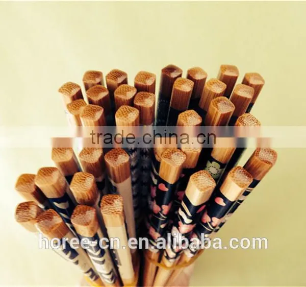 Chinese Round Bamboo Reusable Chopsticks With Pattern photo-3