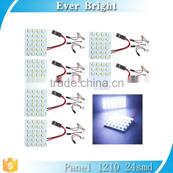 White 1210 24SMD LED Panel Roof Light Lamp + T10 Festoon Adapter,3022 3021 3175 6428 6430 3423 3425 6411 6418 6423 6461 photo-2