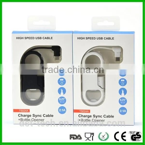 High Quality 3 in 1 Bottle Opener Charger Cable Keychain for Iphone 7 photo-4