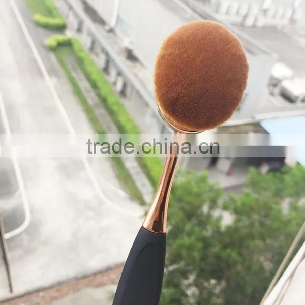 2016 New 90degrees Bending Rose Gold Oval Brush Set 10pcs Foundation Makeup Brush Sets Powder Blusher Toothbrush Makeup Brush photo-6