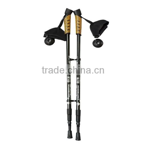 2015 Cheap Adjustable Non-slip Climbing Aluminum Trekking Pole With Wood Handle photo-2