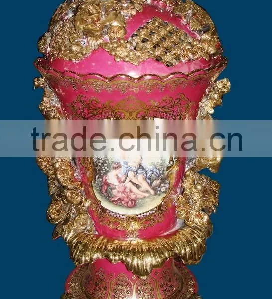 Birds and Flowers Decorated Ceramic Jar, Hand Painted Luxury Designed Jar photo-6
