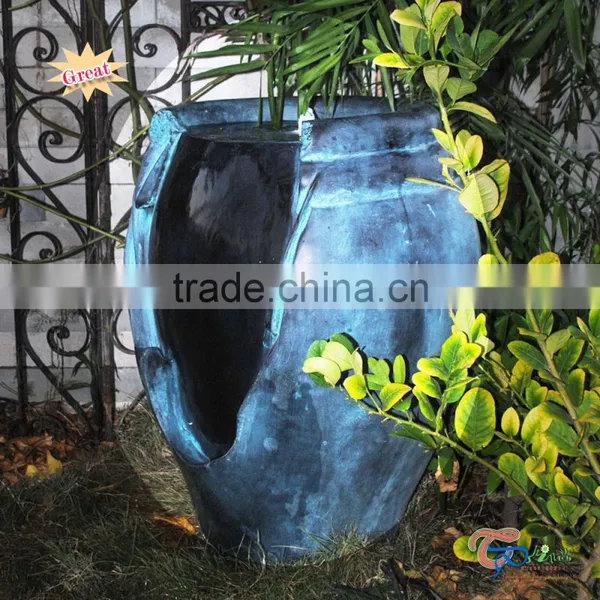 Decorative Resin Large Pot Electric LED Patio Garden Water Fountain photo-2