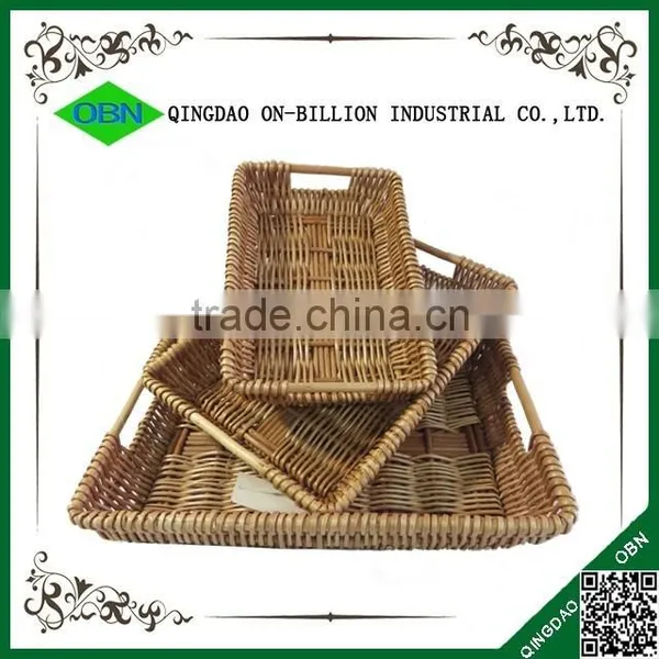 Handmade Market Sets Bulk Rectangular Natural Wicker Display Tray Basket photo-3