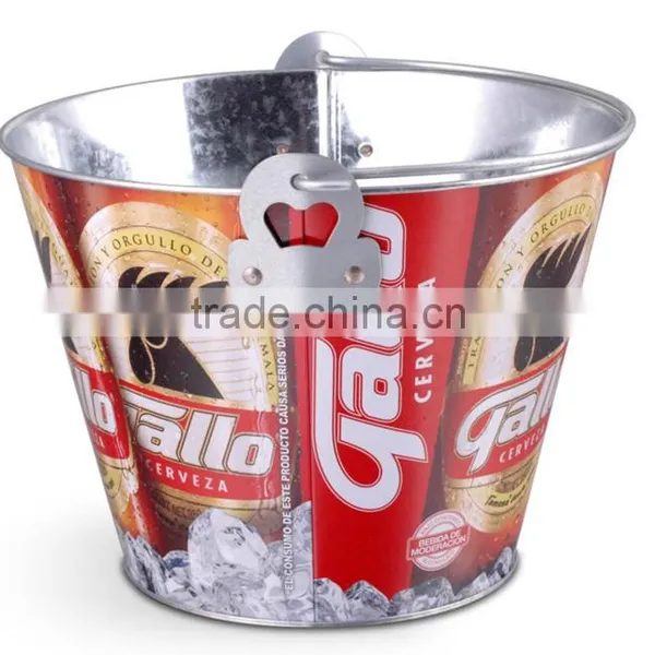 High Quality Chinese Factory Customized Logo Metal Galvanized Beer Ice Bucket photo-2