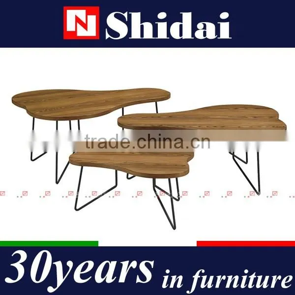Iron Plate Legs Wooden Round Coffee Table Modern TA112 photo-6