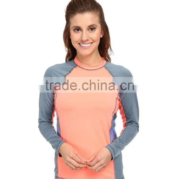 Swimwear Sexy Wholesale Color Block Surf Rashguard Tee Long Raglan Sleeves Private Label Bulk Swimwear Manufacturer photo-2