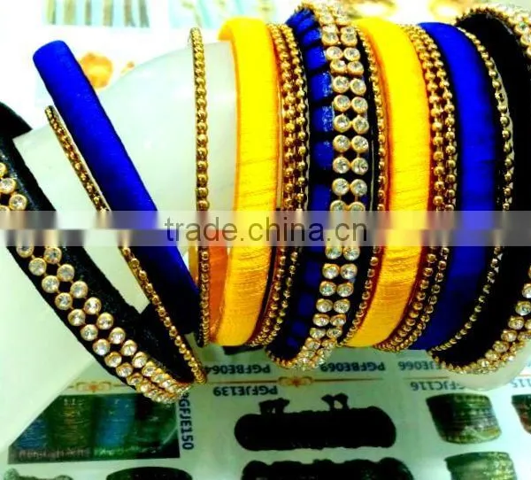 Stylish Silk Thread Bangles ,Indian Bangle Sets With Necklace and Earrings photo-6