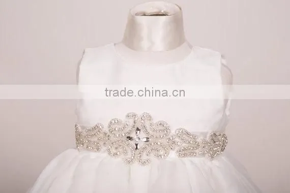 2017 Hot Selling Plain White Baby Girl Short Party Wear Dress photo-3