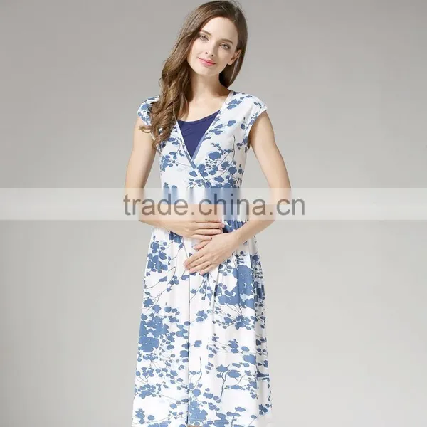 Maternity Evening Dress Loose and Comfortable Nursing Clothing Floral Pregnant Mothers Skirts photo-5