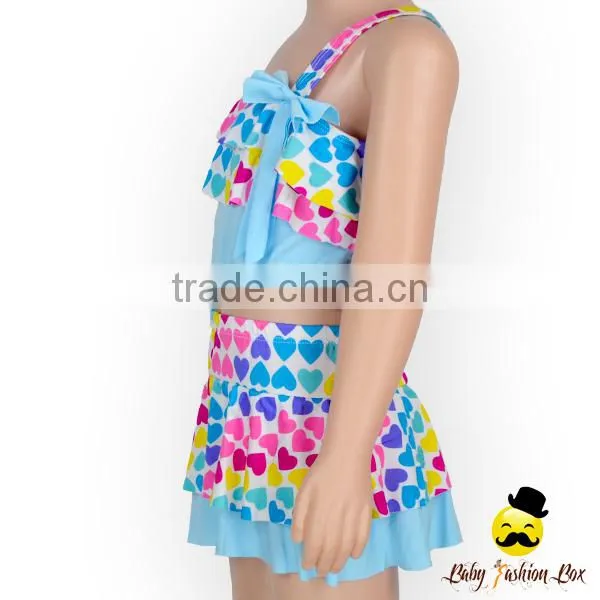 2017 New Design Colorful Ruffle Rainbow Heart Swimwear Halter Wrap Chest Top Clothes photo-4
