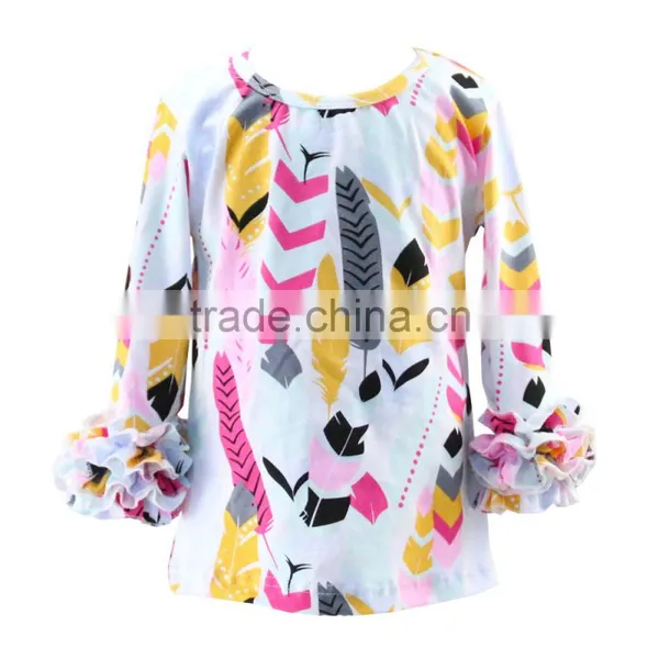 2017 Summer New Design Print Pattterns Wholesale Cotton Knit Ruffle Baby Girls Cheap Boutique Kids Clothes photo-2
