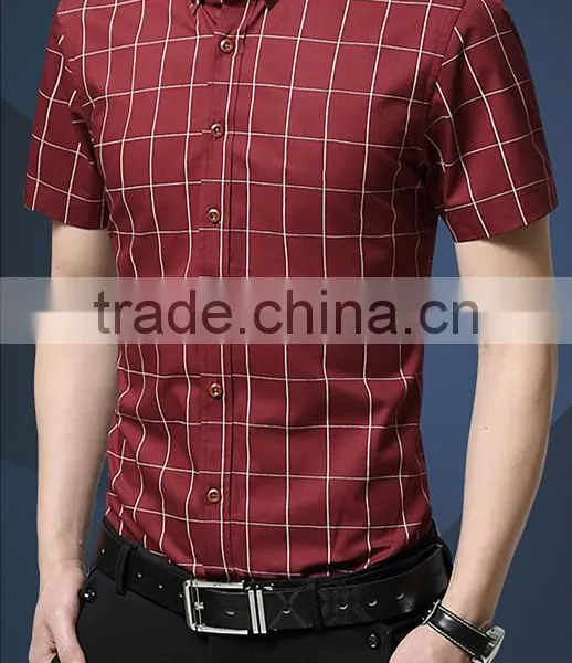 In the Summer of 2016 the New Men's Short Sleeve Shirt, Cultivate One's Morality Thin Section Checked Shirt Cotton Business Casu photo-4