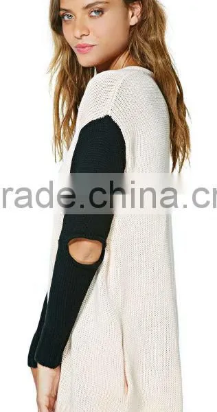 Womens Sweater Plain Knit Cardigan Without Buttons photo-4