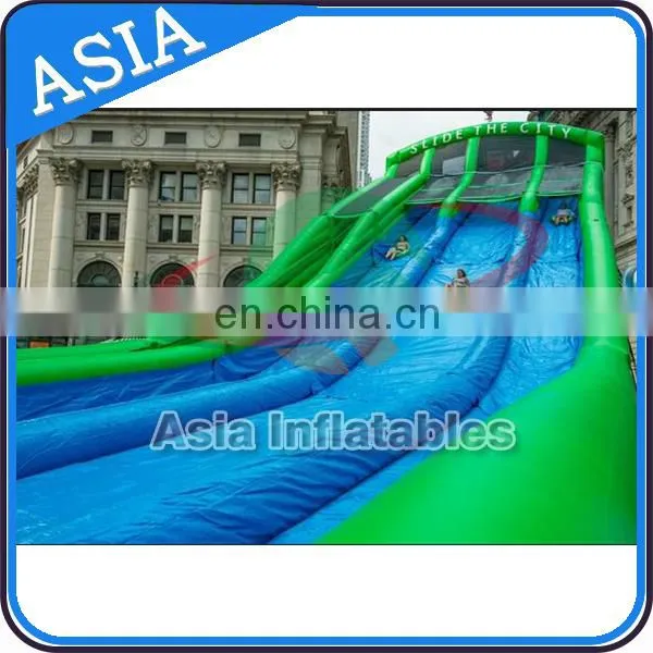 Long Crazy Three Lane Slide The City ,Funny Inflatable Slip N Slide With Pool photo-2