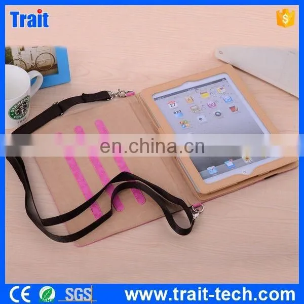 Elastic Belt Side Flip Stand PU Leather Case for IPad 4 IPad 2 The New IPad With Shoulder Strap photo-4