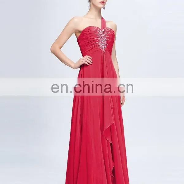 Grace Karin Hot Sale Chiffon Long Chiffon Beaded One Shoulder Evening Dress CL3120-4 photo-3