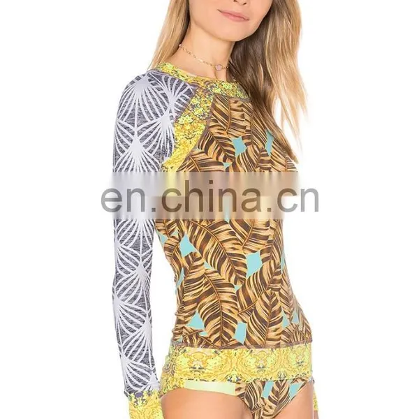 2017 Custom Made Upf Protection Sublimation Printed Women Long Sleeve Rash Vests photo-2