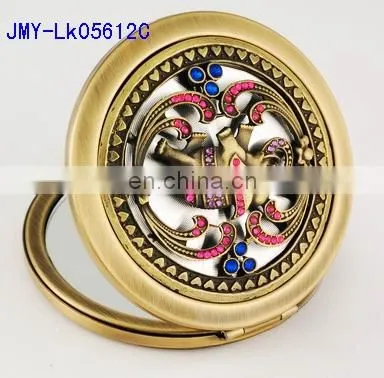 3D Hollow Decoration Antique Metal Pocket Makeup Mirror photo-2