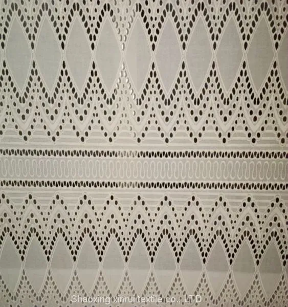 White Cotton Swiss Lace Fabric Embroidery photo-2