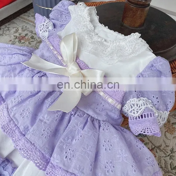Baby Spanish Dresses for Girls Clothes Vintage Lace Purple Party Baby Dress Kids Wholesale Children Clothing Frock photo-2