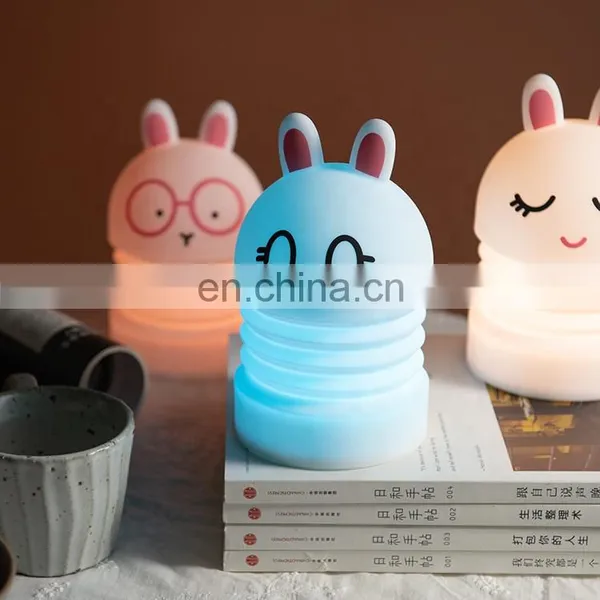 New Design Baby Bedside Silicone Light 7 Colors Changing Tap Bunny Led Night Light photo-2