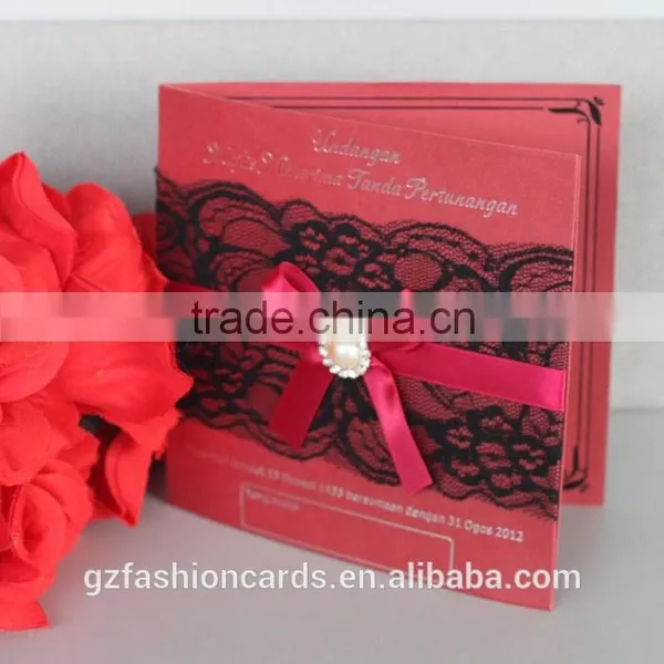 Vintage Elegent Rhinestone Buckle Lace Wedding Invitations -- EA433