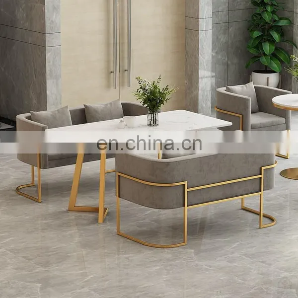Light Luxury Modern Hotel Cafe Coffee Restaurant Dining Chair Sofa Golden Armchair photo-3