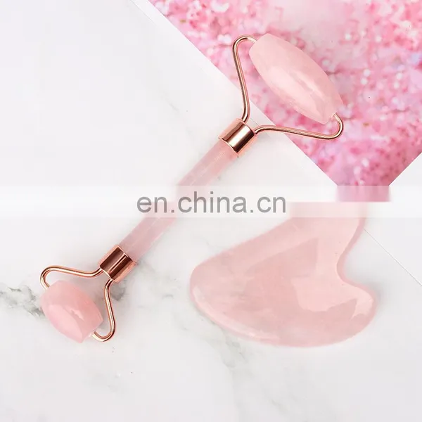 Rose Quartz Jade Roller With Gua Sha Board Mini Eye Jade Roller Set Facial Beauty Massage Jade Roller photo-4