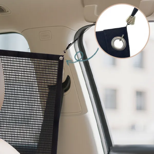 Car Back Seat Divider Net, 4-Point Suction Cup Mount, 80% Polyester 20% Elastic, 45x29 Inches, for Pet Safety