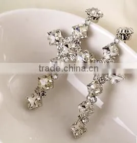 Fashion Wholesale 925 Sterling Silver Diamond Cross Earrings photo-3