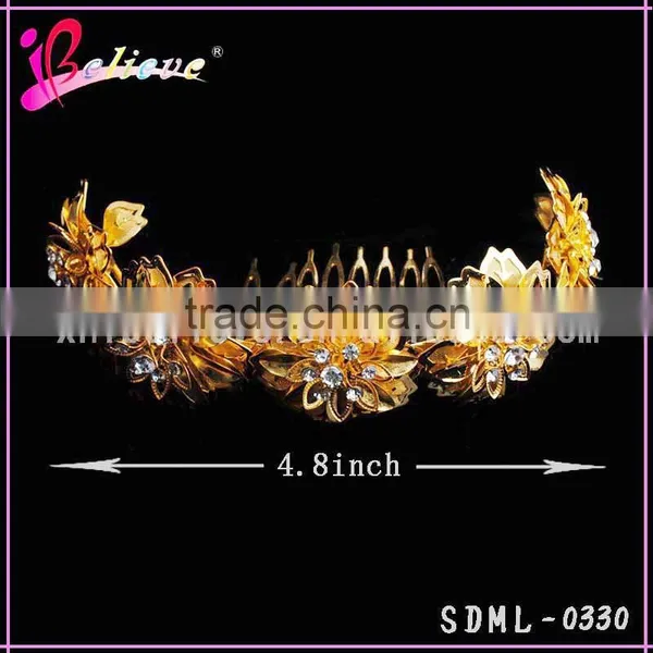 Elegant Indian Gold Hair Accessories Headband, Diamond Flower Hairbands for Ladies photo-2