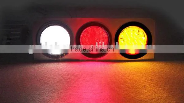 Three Round High Quality 36 LEDs Stainless Steel Plate Led Tail Lights 24v Truck photo-6