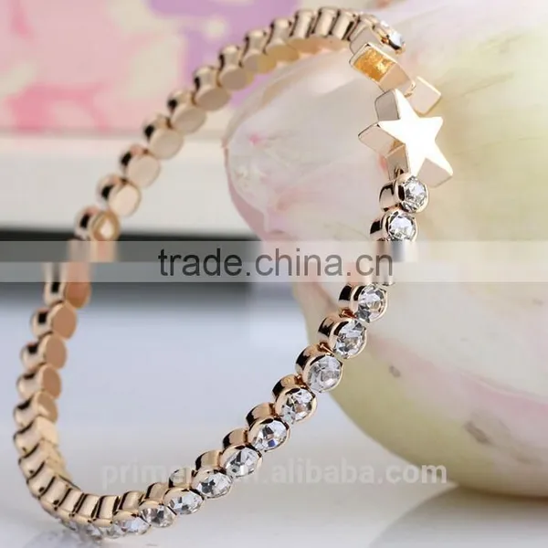 High Quality Rose Gold Plated Double Star Charm Full Rhinestone Bracelets Bangles photo-5