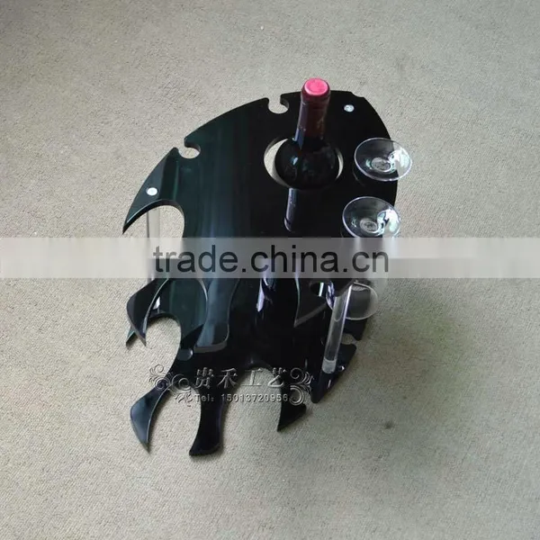 Restaurant Black Fish Shaped Wine Service Acrylic Tray photo-6