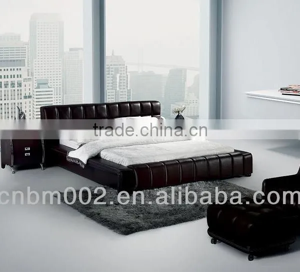 CNBM 2014 best selling cheap modern black leather bed bedroom furniture