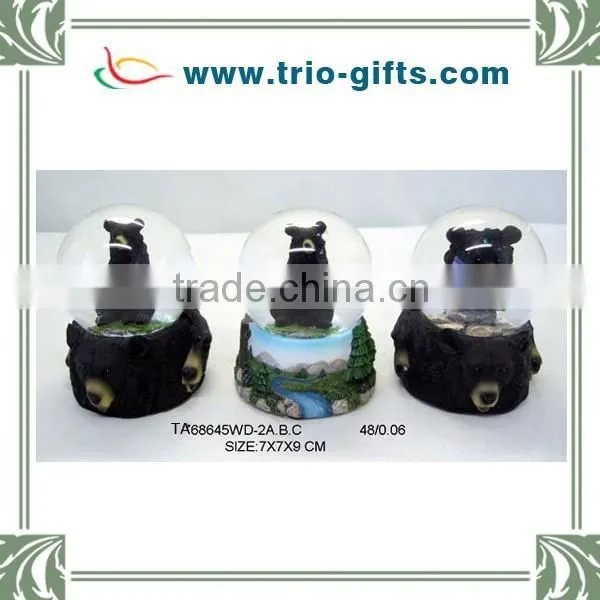 Pensonalized Gift Polyresin Black Bear Snow Globes Home Decoration