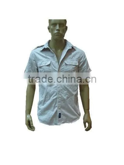 Men's Woven 100% Cotton Casual Shirt Short Sleeve