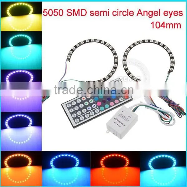 20 Colors Changing 104mm DC12V Black PCB Semi Circle 5050 Smd Led Angel Eyes New Car Accessories Products photo-2