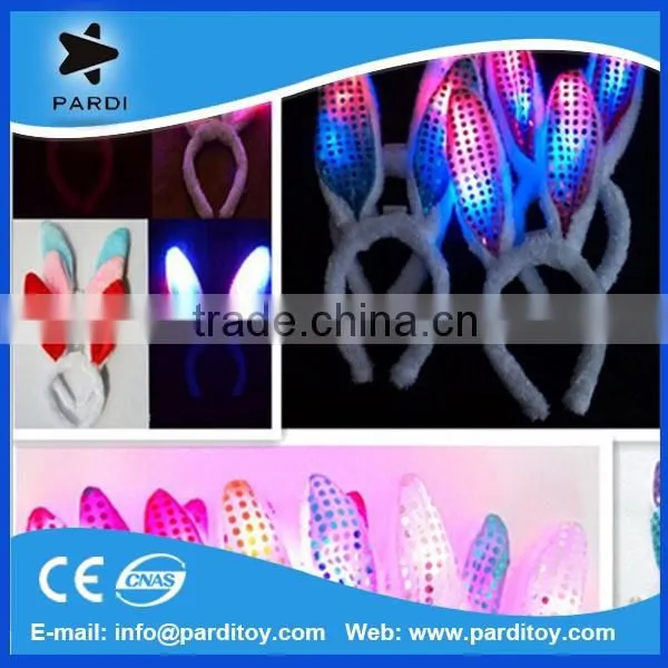 New Promo Led Flashing Plush Bunny Ears Headband With Sequins photo-2