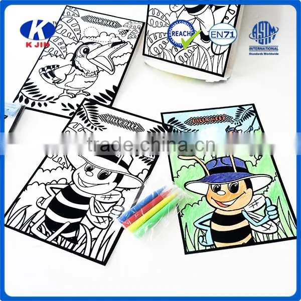 2016 New Style Flocked Cloth Coloring Book Set With 6pcs Water Color Pen for Kids Quality Choice photo-2