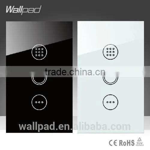 Wallpad LED Black Crystal Glass 110~250V US/Australia Standard 1 Gang Electrical Digital Remote Control Touch Light Switch photo-2