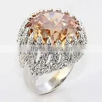 Brass Luxury Big Champagne cz Ring