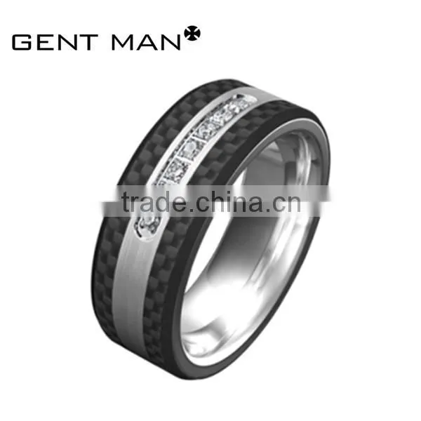 High Quality 8mm Cool Black Tungsten Carbide Carbon Fiber Ring Jewelry photo-4