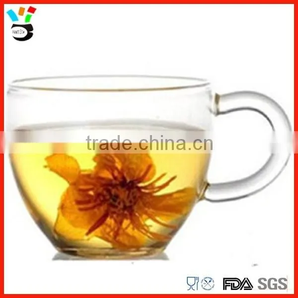 High Borosilicate Glass Green Glass Tea Cup With Handle